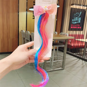 ヘアクリップ エクステ 単品 1本 キッズ 子供用 女の子 ヘアアクセサリー リボン ユニコーン ロング エクステンション 部分ウィッグ 巻き髪 巻き付け 編み込み 髪留め 髪飾り おしゃれ かわいい 発表会 記念日 撮影 ガーリー キュート 子ども こども