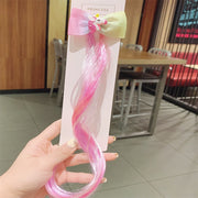 ヘアクリップ エクステ 単品 1本 キッズ 子供用 女の子 ヘアアクセサリー リボン ユニコーン ロング エクステンション 部分ウィッグ 巻き髪 巻き付け 編み込み 髪留め 髪飾り おしゃれ かわいい 発表会 記念日 撮影 ガーリー キュート 子ども こども