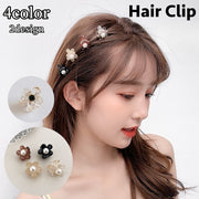 ヘアクリップ ミニバンスクリップ レディース 女性 ヘアアクセサリー 髪留め 髪飾り フラワー お花 パール調 フェイクパール ヘアアレンジ おしゃれ かわいい ファッション小物
