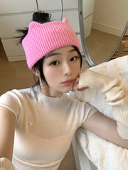 ヘアバンド ヘッドバンド ニット レディース 女性 ヘアアクセサリー 洗顔 化粧 猫耳 ネコ耳 耳付き 動物 アニマル 無地 単色 かわいい キュート