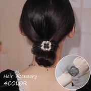 シュシュ レディース ヘアアクセサリー ヘアゴム 髪飾り ビジュー キラキラ チュールレース 上品 きれいめ ゴージャス かわいい おしゃれ 女性 大人女子