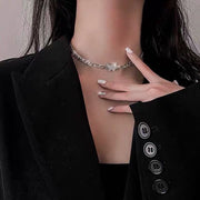 チョーカー ブレスレット ネックレス レディース 女性 アクセサリー ファッション雑貨 チェーン ラインストーン 蝶 バタフライ シルバーカラー シンプル かわいい キュート おしゃれ プレゼント ギフト
