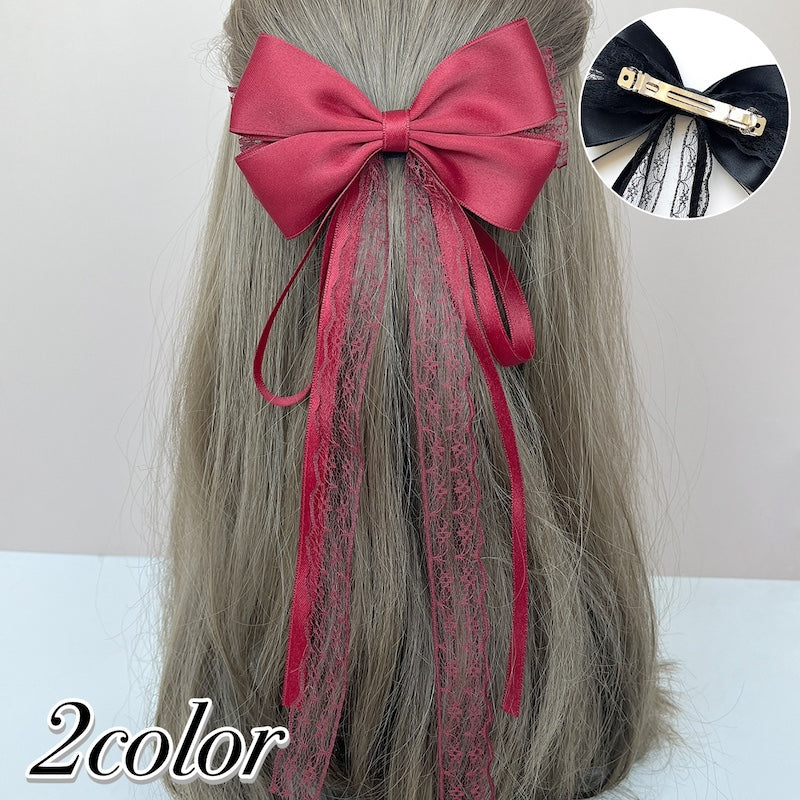 バレッタ ヘアクリップ 単品 リボン レース ヘアアクセサリー レディース 女性用 髪飾り 髪留め まとめ髪 ヘアアレンジ かわいい おしゃれ デイリー お出かけ 普段使い ファッション小物