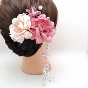 髪飾り5点セット ヘアアクセサリー Uピン 髪留め 花 和装 着物 浴衣 振袖 袴 成人式 卒業式 七五三 結婚式 ピンク イエロー グリーン