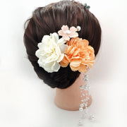 髪飾り5点セット ヘアアクセサリー Uピン 髪留め 花 和装 着物 浴衣 振袖 袴 成人式 卒業式 七五三 結婚式 ピンク イエロー グリーン
