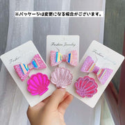 ヘアクリップ 髪留め 2個セット キッズ 子供 ヘアアクセサリー ファッション雑貨 リボン 貝 まとめ髪 かわいい おしゃれ