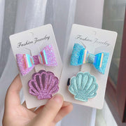 ヘアクリップ 髪留め 2個セット キッズ 子供 ヘアアクセサリー ファッション雑貨 リボン 貝 まとめ髪 かわいい おしゃれ
