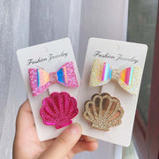 ヘアクリップ 髪留め 2個セット キッズ 子供 ヘアアクセサリー ファッション雑貨 リボン 貝 まとめ髪 かわいい おしゃれ