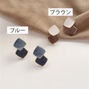 スタッドピアス レディース アクセサリー 女性用 スクエア ツートン 四角 ひし形 おしゃれ かわいい 大人上品 きれいめ フェミニン エレガント スタイリッシュ お出かけ オフィス 通勤 デート カジュアル デイリー 婦人用
