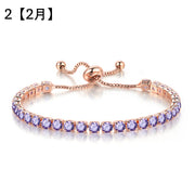 ブレスレット 誕生石風 レディース 女性 アクセサリー テニスブレスレット 腕輪 チェーン 調節可能 ラインストーン キラキラ 華やか お洒落 可愛い お出かけ 普段使い プレゼント ギフト ファッション小物