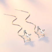 チェーンピアス アメリカンピアス アクセサリー レディース 女性用 スター 星 フェイクパール 揺れる ゆらゆら おしゃれ かわいい プレゼント ギフト 誕生日 記念日 ファッション小物
