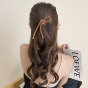 ワイヤーポニー ヘアワイヤー コードリボン ヘアアクセサリー レディース フェイクレザー レザー調 ヘアーアレンジ 巻き付け 簡単 おしゃれ 大人かわいい カジュアル ブラウン ブラック ホワイト