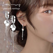 ピアス 両耳用 フープピアス アクセサリー レディース 女性 揺れる チェーン ロング プレート タッセル おしゃれ かわいい ファッション雑貨 ギフト プレゼント 贈り物