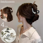 ヘアクリップ バンスクリップ ヘアアクセサリー レディース フェイクパール パール調 シンプル 髪留め まとめ髪 ヘアアレンジ おしゃれ 上品 ハーフアップ フルアップ 仕事 職場 エレガント ブラック 黒