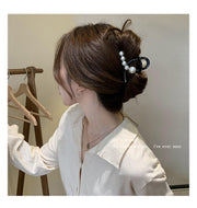 ヘアクリップ バンスクリップ ヘアアクセサリー レディース フェイクパール パール調 シンプル 髪留め まとめ髪 ヘアアレンジ おしゃれ 上品 ハーフアップ フルアップ 仕事 職場 エレガント ブラック 黒