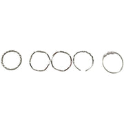 指輪 リング 5個セット オープンリング レディース アクセサリー 細め フェイクパール シンプル おしゃれ かわいい ギフト プレゼント 贈り物 波型 ウェーブ ねじり 女性用 婦人用 ファッション小物
