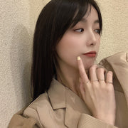 指輪 リング 5個セット オープンリング レディース アクセサリー 細め フェイクパール シンプル おしゃれ かわいい ギフト プレゼント 贈り物 波型 ウェーブ ねじり 女性用 婦人用 ファッション小物