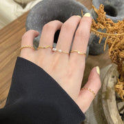 指輪 リング 5個セット オープンリング レディース アクセサリー 細め フェイクパール シンプル おしゃれ かわいい ギフト プレゼント 贈り物 波型 ウェーブ ねじり 女性用 婦人用 ファッション小物
