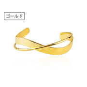 バングル ブレスレット レディース アクセサリー 女性用 メタル シルバーカラー ゴールドカラー C型 流線形 クロス シンプル カジュアル おしゃれ プレゼント 普段使い ギフト 贈り物