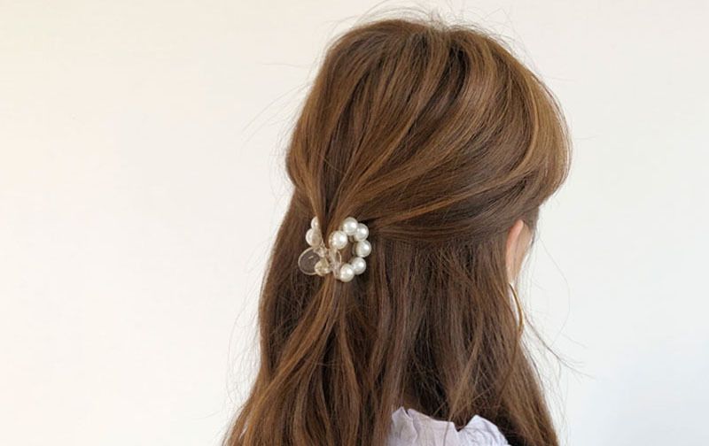 ヘアクリップ レディース ヘアアクセサリー バンスクリップ イミテーションパール まとめ髪 商品画像2
