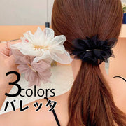 バレッタ ヘアクリップ 髪飾り 髪留め 女性 レディース ヘアアクセサリー ファッション小物 ヘアアレンジ ふんわり シフォン 透け感 ヘアピン おしゃれ かわいい 上品 シンプル きれいめ お出かけ ギフト プレゼント パーティ お呼ばれ オフホワイト カーキ 黒
