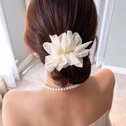 バレッタ ヘアクリップ 髪飾り 髪留め 女性 レディース ヘアアクセサリー ファッション小物 ヘアアレンジ ふんわり シフォン 透け感 ヘアピン おしゃれ かわいい 上品 シンプル きれいめ お出かけ ギフト プレゼント パーティ お呼ばれ オフホワイト カーキ 黒