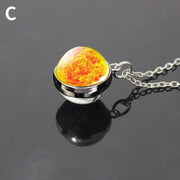 ネックレス ペンダント レディース メンズ アクセサリー ガラス玉 チェーン 惑星 スター 宇宙 銀河 太陽系 プレゼント ギフト