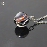 ネックレス ペンダント レディース メンズ アクセサリー ガラス玉 チェーン 惑星 スター 宇宙 銀河 太陽系 プレゼント ギフト