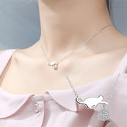 ネックレス アクセサリー レディース 女性 婦人 ラインストーン ボール 猫 キャット ネコ 華奢 おしゃれ かわいい ギフト プレゼント 贈り物