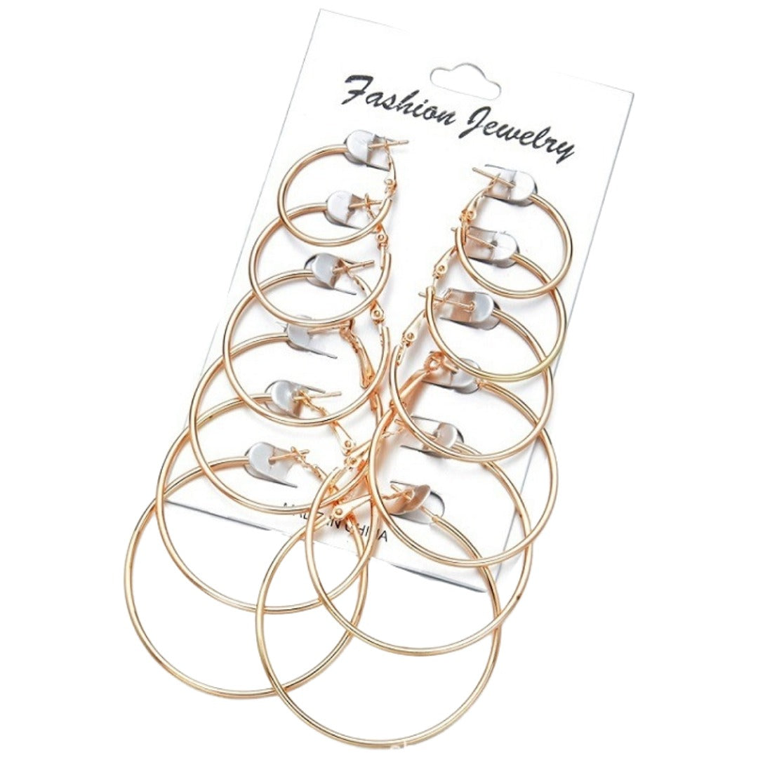 ピアス リングピアス フープピアス 6ペアセット レディース アクセサリー シンプル キャッチ一体型 サイズ豊富 おしゃれ クール かわいい