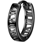ピアス メンズ レディース アクセサリー フープ ローマ数字 小さめ おしゃれ かっこいい カジュアル プレゼント ギフト 贈り物 ストリート ブラック シルバーカラー 黒