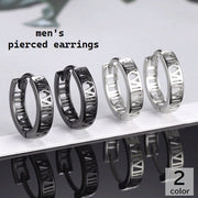 ピアス メンズ レディース アクセサリー フープ ローマ数字 小さめ おしゃれ かっこいい カジュアル プレゼント ギフト 贈り物 ストリート ブラック シルバーカラー 黒