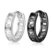 ピアス メンズ レディース アクセサリー フープ ローマ数字 小さめ おしゃれ かっこいい カジュアル プレゼント ギフト 贈り物 ストリート ブラック シルバーカラー 黒