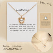 ネックレス レディース アクセサリー ネコ キャット アニマル フェイクパール かわいい おしゃれ カジュアル 女性 プレゼント 誕生日 記念日 女子 女の子