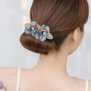 Eコーム レディース 女性 ヘアアクセサリー ファッション雑貨 シフォン フェイクパール 花 フラワー ピンク ブルー 華やか かわいい キュート おしゃれ
