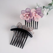 Eコーム レディース 女性 ヘアアクセサリー ファッション雑貨 シフォン フェイクパール 花 フラワー ピンク ブルー 華やか かわいい キュート おしゃれ