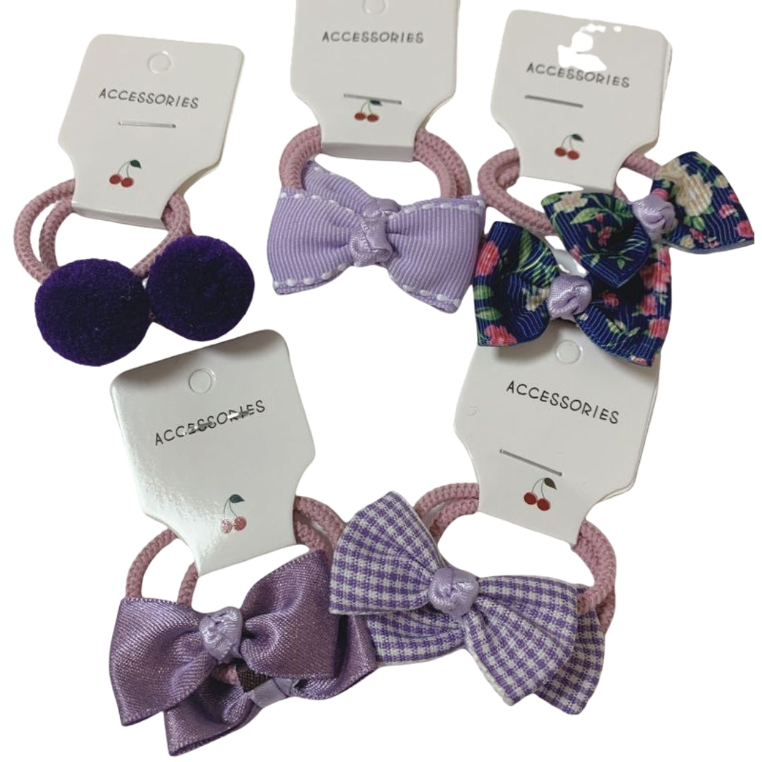 ヘアゴム 髪ゴム 5組 10本セット キッズヘアアクセサリー ヘアアレンジ パープル バリエーション画像