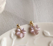 スタッドピアス アクセサリー レディース 女性用 フラワー 花 半透明 丸 透け感 小さめ 猫目石風 ビーズ シンプル おしゃれ かわいい エレガント フェミニン お出かけ カジュアル デイリー 普段使い 婦人用 ファッション小物