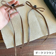 ヘアクリップ リボンクリップ 2個セット レディース ヘアアクセサリー バンスクリップ ロング レザー調 蝶々結び 髪飾り 女の子 簡単 可愛い おしゃれ ヘアアレンジ 垂れる 女子
