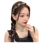 カチューシャ リボン付き レディース 女性 ヘアアクセサリー 髪飾り ヘアアレンジ 編み込み 花柄 かわいい おしゃれ 婦人用