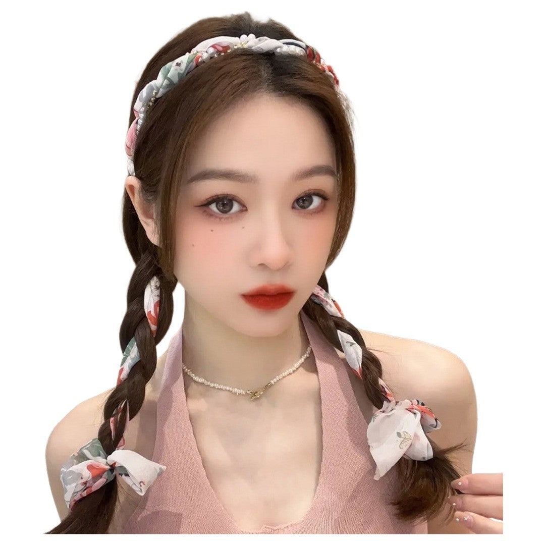 カチューシャ リボン付き レディース 女性 ヘアアクセサリー 髪飾り ヘアアレンジ 編み込み 花柄 かわいい おしゃれ 婦人用