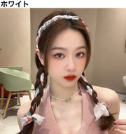 カチューシャ リボン付き レディース 女性 ヘアアクセサリー 髪飾り ヘアアレンジ 編み込み 花柄 かわいい おしゃれ 婦人用