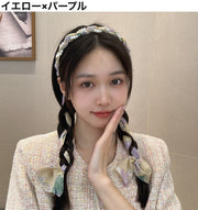カチューシャ リボン付き レディース 女性 ヘアアクセサリー 髪飾り ヘアアレンジ 編み込み 花柄 かわいい おしゃれ 婦人用