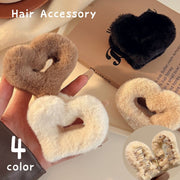 バンスクリップ ヘアクリップ レディース 女性 婦人 ヘアアクセサリー 髪飾り 髪留め まとめ髪 ヘアアレンジ 起毛 ふわふわ ハート 大ぶり 大きい かわいい おしゃれ キュート ガーリー 単色 プレゼント 黒 カーキ 茶 白
