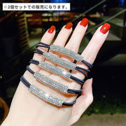 ヘアゴム 同色2個セット ヘアアクセサリー レディース 女性 女の子 ラインストーン きらきら 髪留め 髪飾り まとめ髪 ヘアアレンジ かわいい おしゃれ シンプル きれいめ 上品 オフィス フォーマル お呼ばれ お出掛け シルバーカラー ゴールドカラー