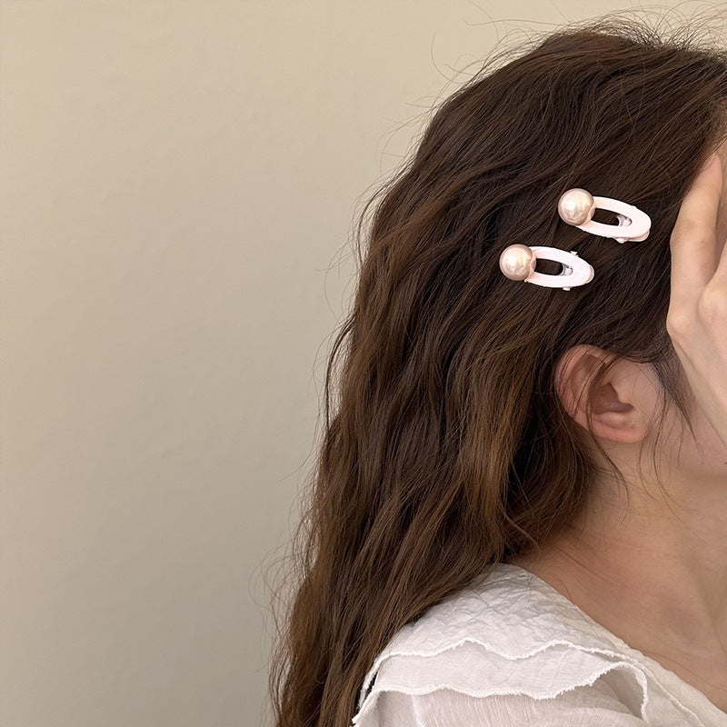 ヘアクリップ 同色2本セット レディース ヘアアクセサリー フェイクパール オーバル 商品画像2