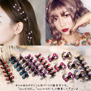 ミニヘアクリップ ミニバンス 12個セット レディース キッズ ヘアアクセサリー 小さめ ラインストーン キラキラ 花 フラワー 桜 かわいい おしゃれ ヘアアレンジ 髪留め カラフル サクラ 女性用 子供用 ピンク ブルー ホワイト 青 白