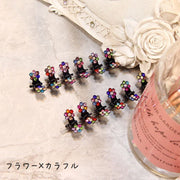 ミニヘアクリップ ミニバンス 12個セット レディース キッズ ヘアアクセサリー 小さめ ラインストーン キラキラ 花 フラワー 桜 かわいい おしゃれ ヘアアレンジ 髪留め カラフル サクラ 女性用 子供用 ピンク ブルー ホワイト 青 白