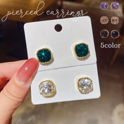 ピアス スタッドピアス レディース 女性 アクセサリー スクエア 四角 ラインストーン お洒落 大人可愛い プレゼント ギフト ファッション小物
