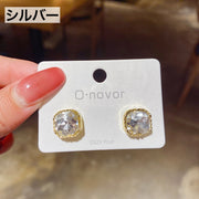 ピアス スタッドピアス レディース 女性 アクセサリー スクエア 四角 ラインストーン お洒落 大人可愛い プレゼント ギフト ファッション小物